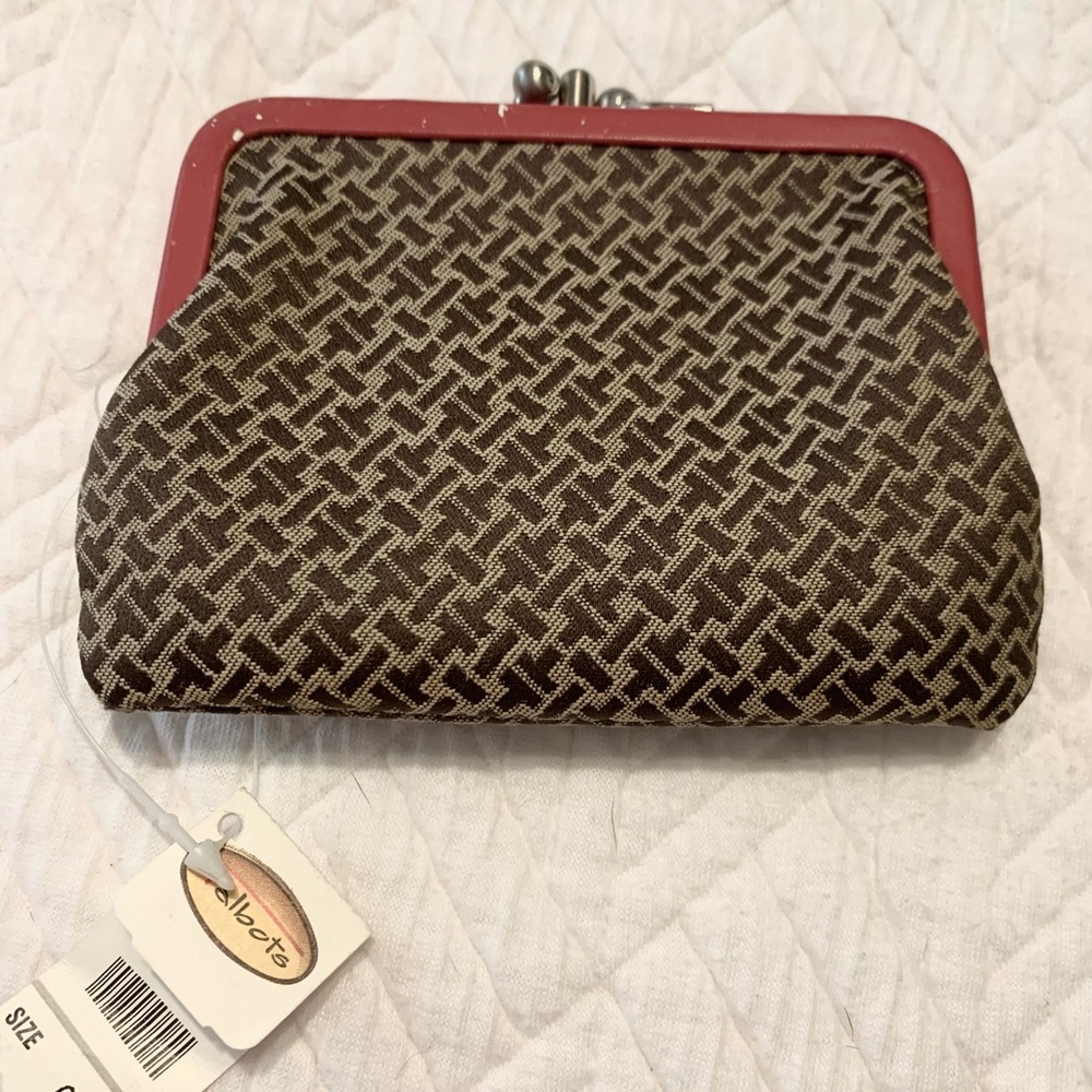 Talbots Geometric Brown and Pink Small change Clutch